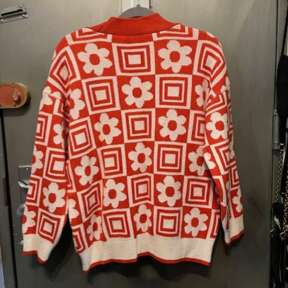 RETRO KNIT JACQUARD FLORAL CARDIGAN - Picture 10 of 16